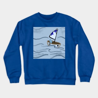 Boat on open sea Crewneck Sweatshirt